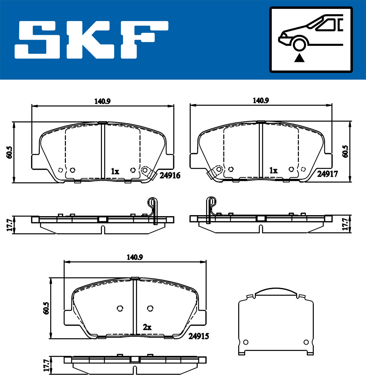 Set placute frana,frana disc VKBP 80228 A SKF